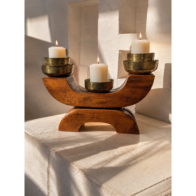 This authentic vintage three flame candle holder is a magnificent example of early to mid 20th century European Art Deco...