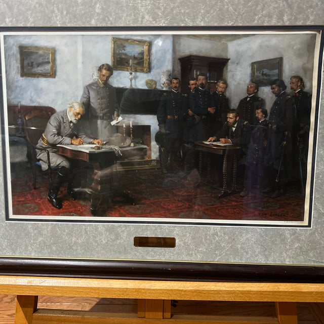 American 1986 Offset Print of Tom Lovell Titled Surrender at Appomattox Framed For Sale - Image 3 of 11