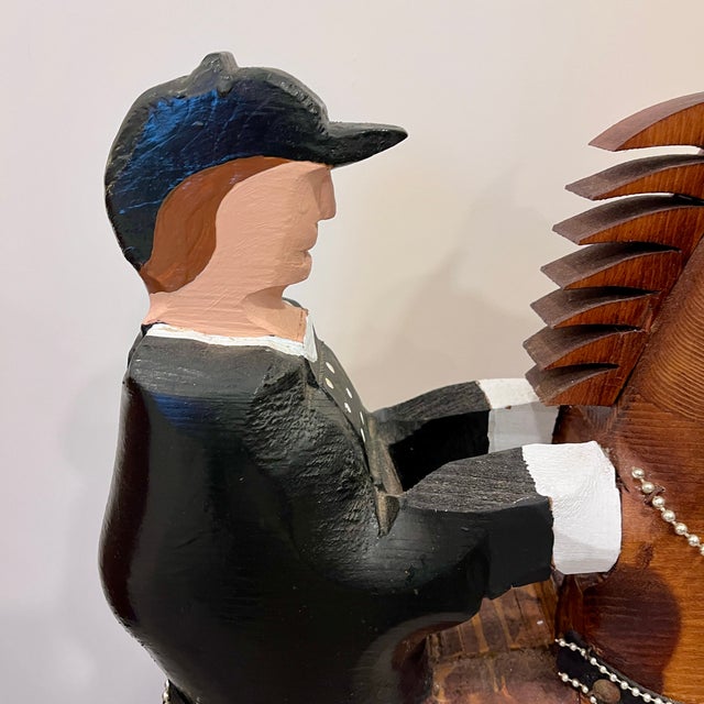 Chestnut 1980s 3 Foot Tall Wood Equestrian Folk Art Sculpture For Sale - Image 8 of 12