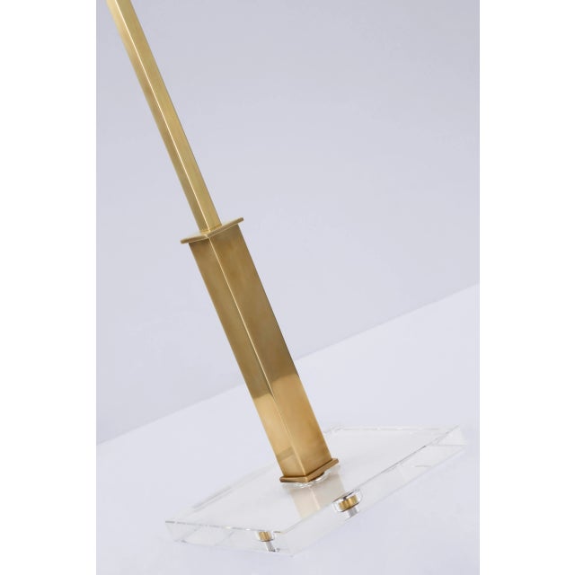 Asher Table Lamp in Hand-Rubbed Antique Brass and Crystal with Linen Shade Designer: J. Randall Powers Height: 25.25" -...