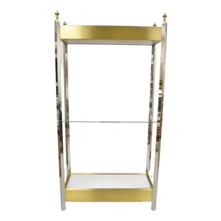 Vintage Mid Century Modern Lighted Chrome & Brass Etagere Display Shelf Curio For Sale