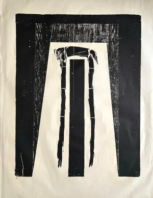 Barbara Beck 1970s Mid-Century Modern Woodblock on Paper, Limited Edition 8 of 20 - Unframed