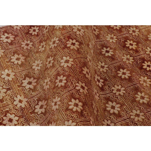 Textile Rug & Kilim's Modern Classics Runner Rug, Ombre Terracotta and Burgundy Lattice For Sale - Image 7 of 8