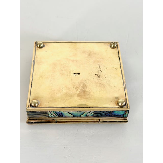 Mid Century Abalone and Brass Box For Sale - Image 9 of 9