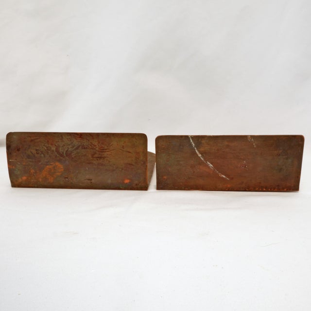Copper Pair of Arts and Crafts Copper Bookends Viking Ship Circa 1920 For Sale - Image 8 of 8