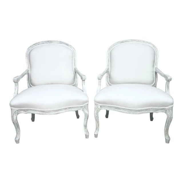 2 Beautiful Hand Painted Fauteuil Chairs For Sale