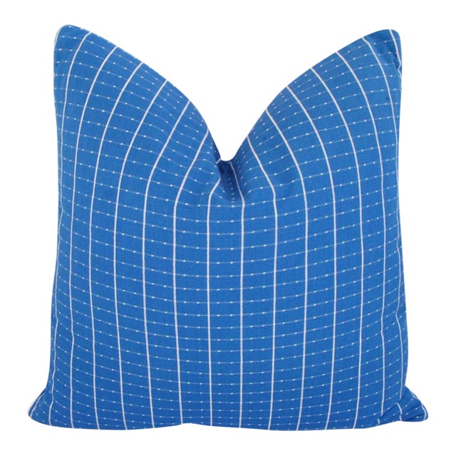 Blue & White Nautical Stripe Feather/Down Pillow 24" Square For Sale In Los Angeles - Image 6 of 6