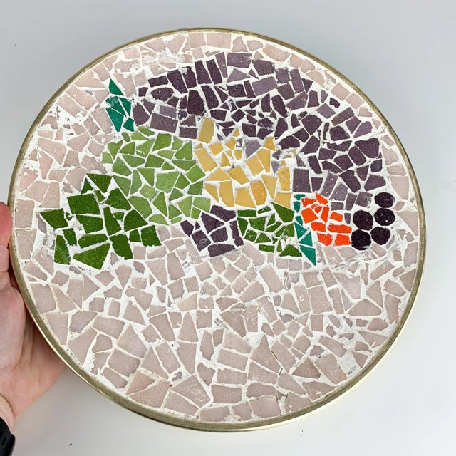 Vintage Mid Century Modern Colorful Abstract Mosaic Art Bowl Plate Wall Art For Sale - Image 4 of 10