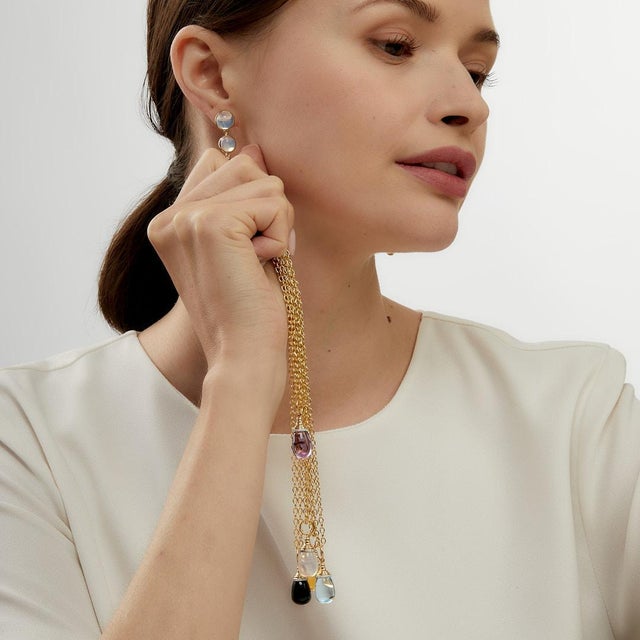 Created in 18 karat yellow gold Amethyst 10 carats minimum Diamonds 0.10 carat approx. Chain sold separately Crafted from...