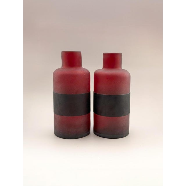 Red and Black Murano Scavo Glass Bottles, Italy, 1990s, Set of 2 For Sale - Image 9 of 10