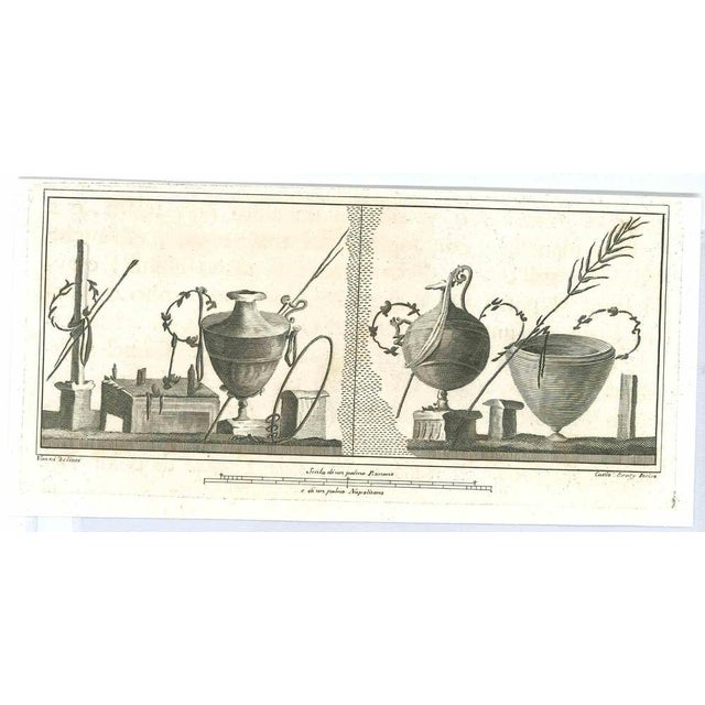 Ancient roman statues, from the series "antiquities of herculaneum", is an original etching on paper realized from a...