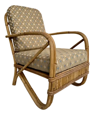 Mid-Century Bent Bamboo and Rattan Indoor/Outdoor Lounge Chair