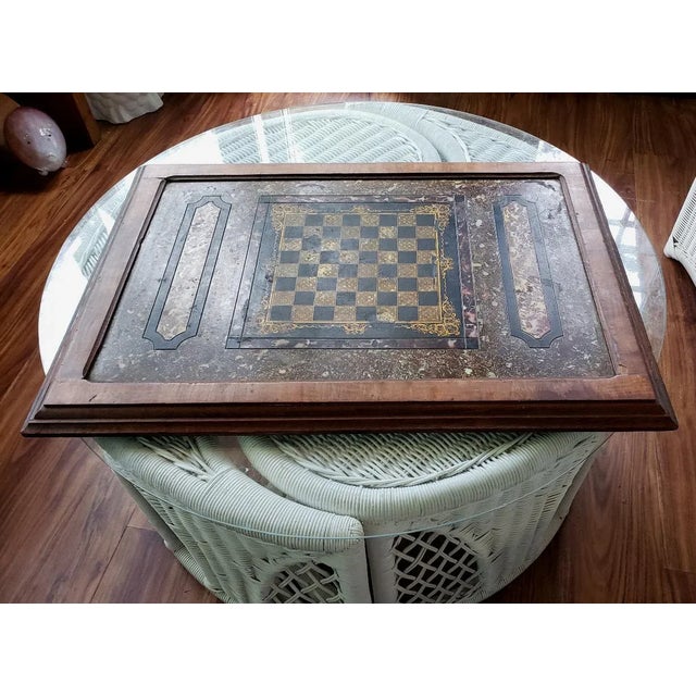 American 19th C American Marbleized Slate Chess Board in Walnut Frame, C. 1880 For Sale - Image 3 of 10