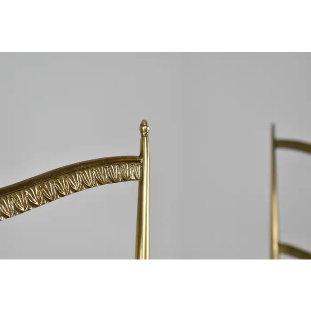 Pair of Brass and Velvet Italian Chairs in the Style of the 1950s For Sale - Image 6 of 10