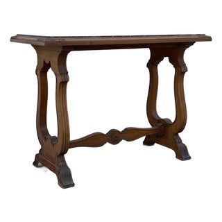Vintage French Louis XV Style Carved Wood Console Table With Marble Top For Sale