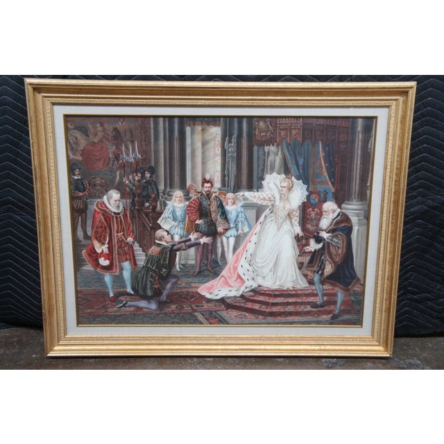 Set of 2 Vintage Elizabethan 16th Century Court Scene Framed Prints 41" For Sale - Image 4 of 12