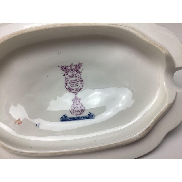 Antique Royal Worcester Blue White and Gold Sauce Tureen With Elephant Handles For Sale In New York - Image 6 of 8