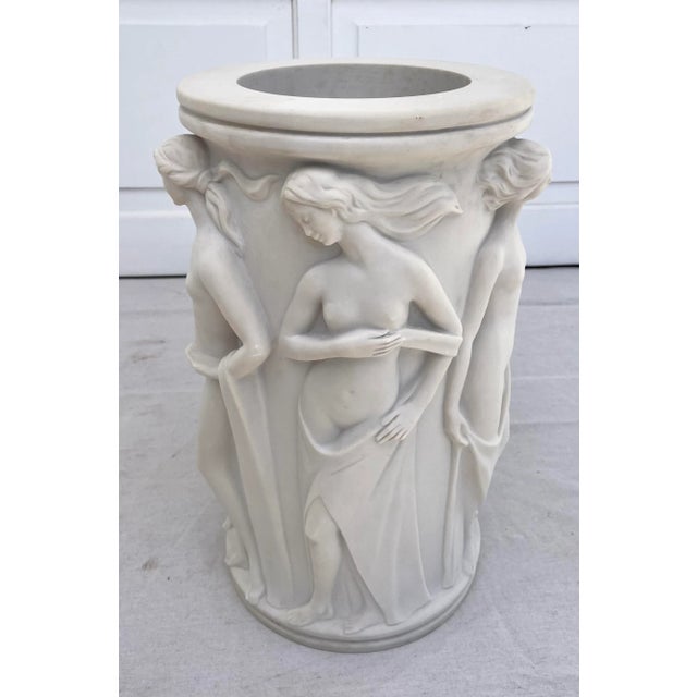 Alabaster Greek Renaissance Aphrodite Cast Plaster Alabaster Umbrella Stand Planter For Sale - Image 8 of 12