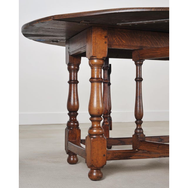 English Georgian Style Oak Drop-Leaf Wake Dining Table 7.5 Ft For Sale - Image 12 of 18