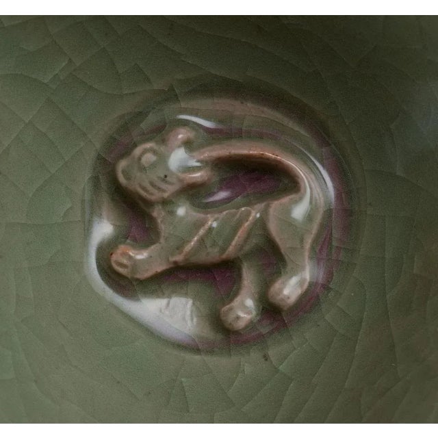 1940s Ceramic Bowl in Green Glaze by Jais Nielsen for Royal Copenhagen, 1946 For Sale - Image 5 of 8