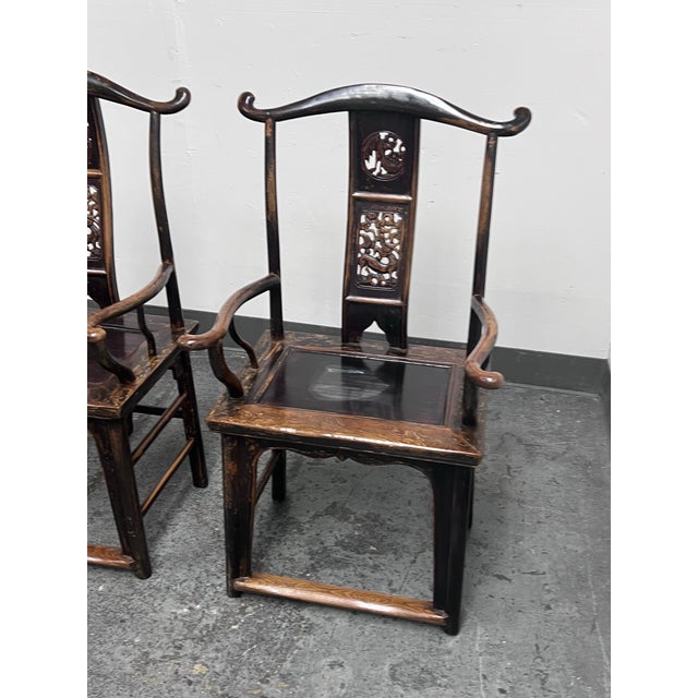 Antique Chinese Qing Dynasty Elmwood Armchairs, Pair For Sale - Image 12 of 12