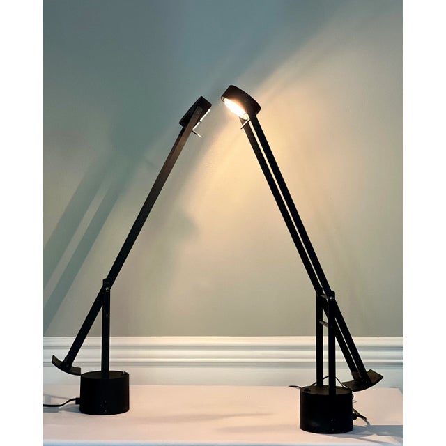 Vintage 1980s Black Modernist Halogen Task Desk Lamps, Pair | Chairish