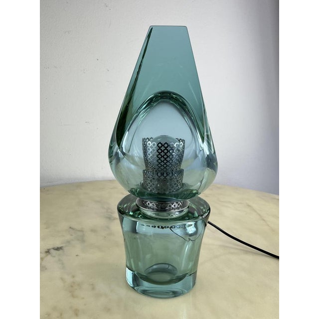 Large Mid-Century Table Lamp in Nile Green Murano Glass attributed to Seguso, 1972 For Sale - Image 11 of 11