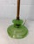 1940s Antique Brass Green Blacklight Glowing Vaseline Glass Electric Table Lamp For Sale - Image 5 of 11