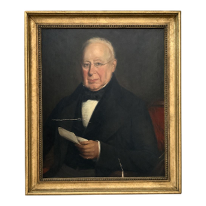 Antique 19th Century Oil Portrait of a Gentleman in Heavy Gilt Frame – Victorian Marouflage Painting