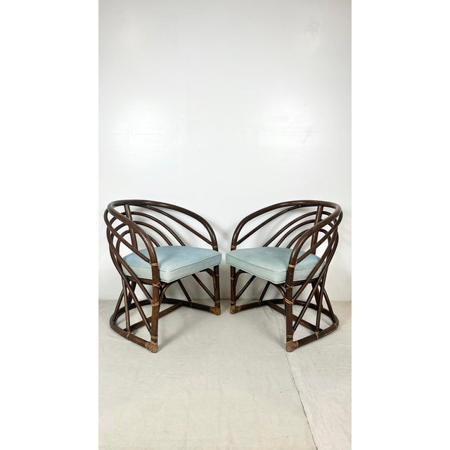 Wood Vintage Round Bent Rattan Chairs- A Pair For Sale - Image 7 of 12