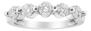 14K White Gold 1.00 Cttw Brilliant Round Cut Diamond 5-Stone Band Ring (H-I Color, SI2-I1 Clarity) - Ring - Size 7