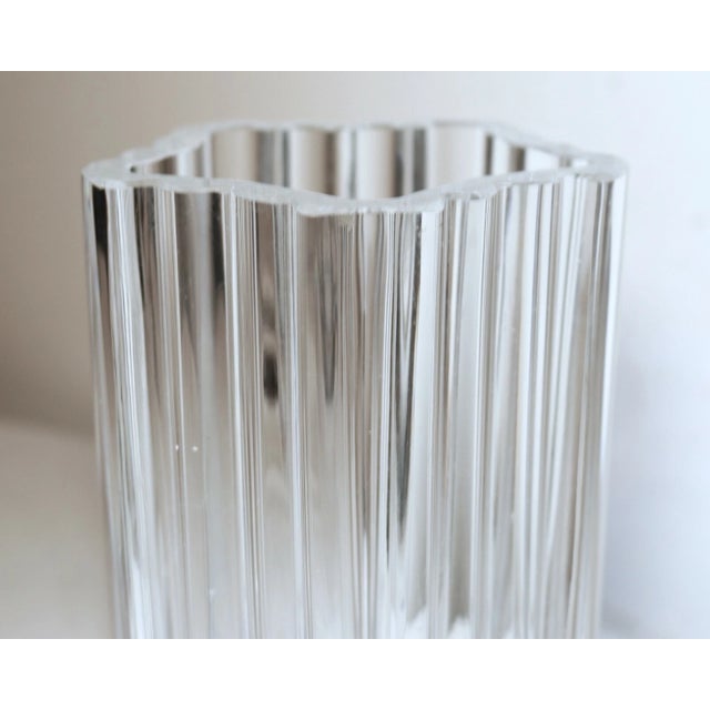 Vintage Hand Made Blown Anna Ehrner Kosta Boda Thick Clear Crystal Glass Vase For Sale In New York - Image 6 of 12