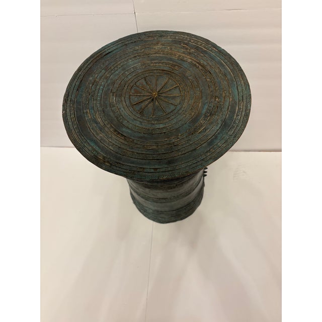 Mid-Century Modern Vintage Southeast Asian Bronze Rain Drum Side Table or Plant Stand For Sale - Image 3 of 5