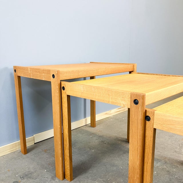 Mid-Century Oak Nesting Tables by Christian Jensen, 1960s, Set of 3 For Sale - Image 9 of 12