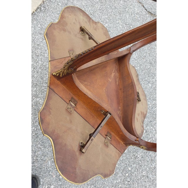 Rococo Style Marquetry Fruitwood & Gilt Metal Mounted Triangular Drop Leaf Table For Sale - Image 10 of 12