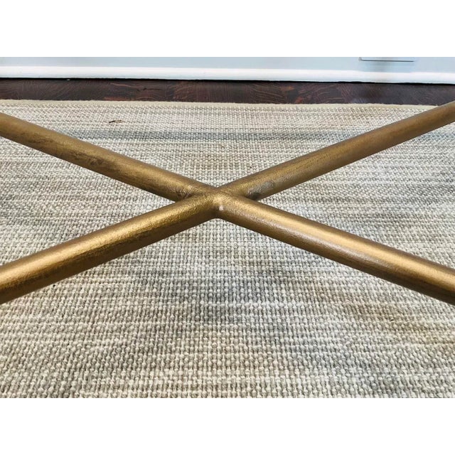 Metal Vintage Niermann Weeks Italian Style Glass Top Coffee Table For Sale - Image 7 of 9