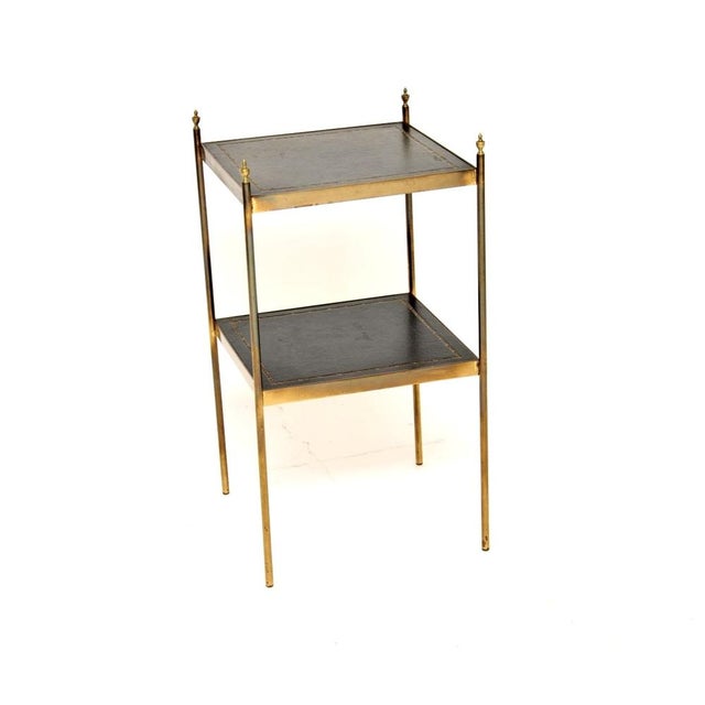 Vintage Brass and Leather Side Table, 1960s For Sale - Image 9 of 9