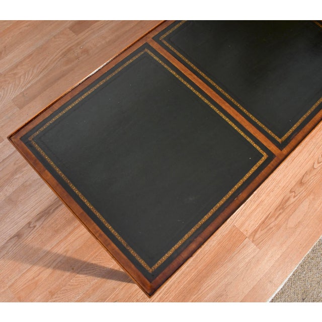 1930s English Regency Mahogany & Green Leather Top Coffee Table For Sale - Image 15 of 16