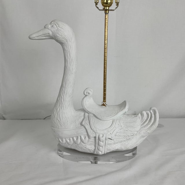 Vintage 1960's Plaster Carousel Goose Lamps For Sale - Image 14 of 14