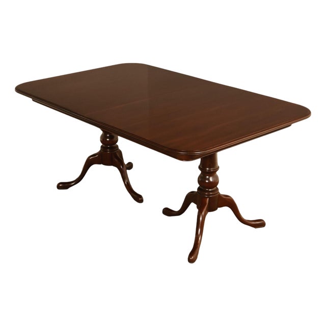 Ethan Allen Georgian Court Queen Anne Style Double Pedestal Cherry Dining Table For Sale