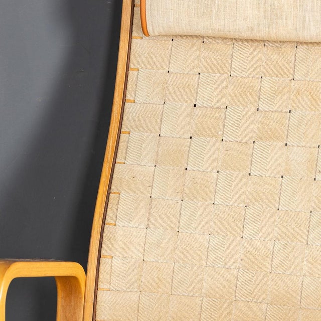 Wood Mid-20thc Danish Beech Framed Chairs & Ottoman by Bruno Mathsson, 1978, Set of 3 For Sale - Image 7 of 18