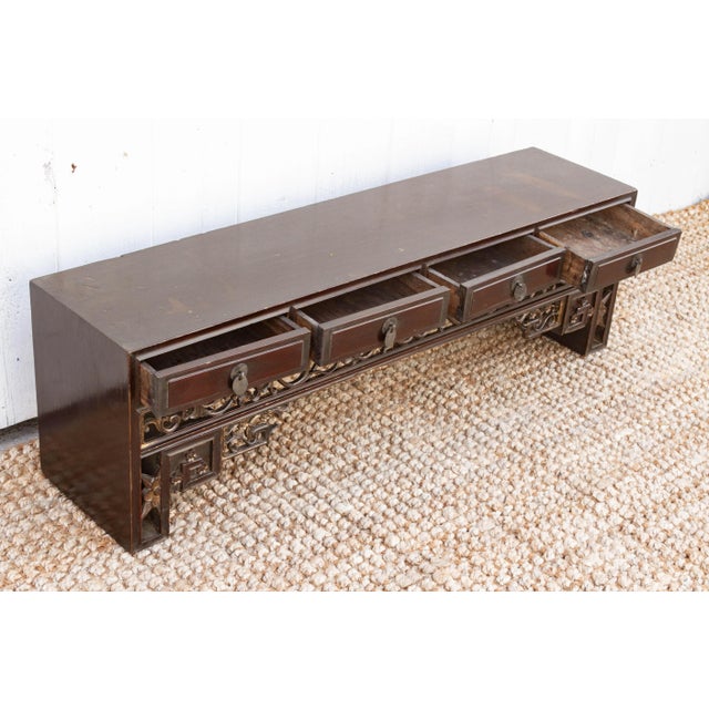 19th Century Antique Brown & Gilt Chinese Kang Table For Sale - Image 5 of 11