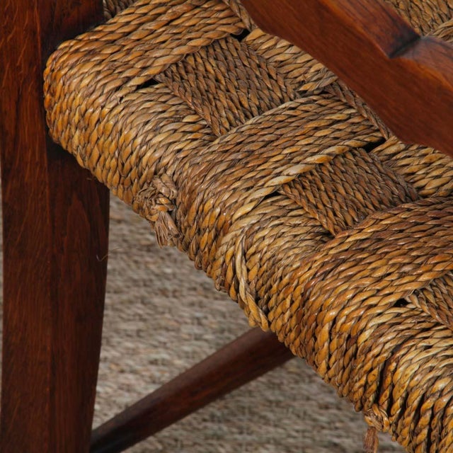 Oak and Rope Armchairs, French Work from the 1940s, Set of 2, in Good conditions. Designed 1920 to 1949