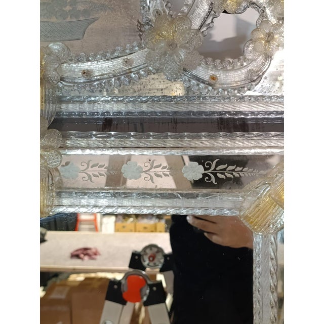 Glass Antique Murano Glass Mirror, 1950s For Sale - Image 7 of 11