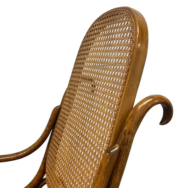 Early 20th Century Early 20th Century Bentwood and Caned Rocking Chair For Sale - Image 5 of 11