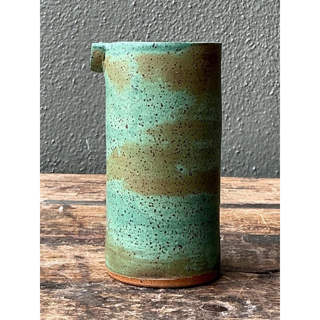Vintage Green Spout Ceramic Vase For Sale In West Palm - Image 6 of 15
