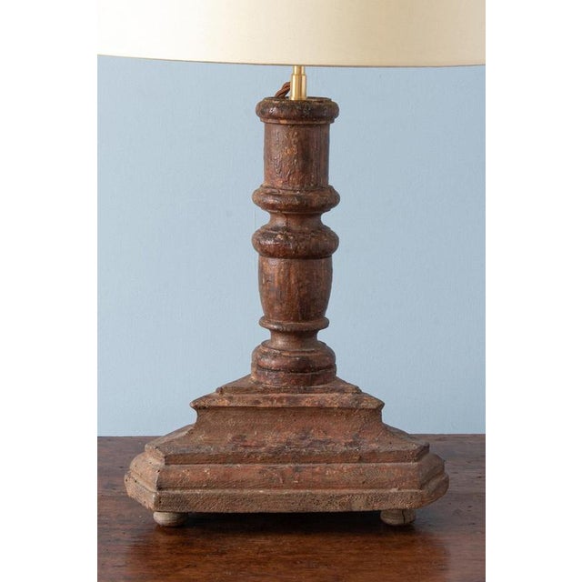 18th Century 18th Century French Turned Wood Candlestick Table Lamp For Sale - Image 5 of 11