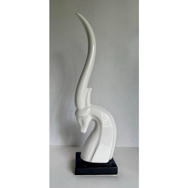 Modern Modern Ceramic Porcelain Black and White Gazelle Sculptural Figure For Sale - Image 3 of 7