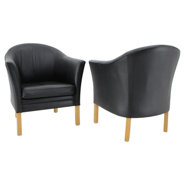 Set of Leather Easy Chairs from Mogens Hansen, Denmark, 1970s For Sale - Image 6 of 7