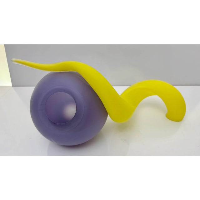 PURPLE/YELLOW "ORB" by the late artist Drew Smith This glass sculpture created by the late artist Drew Smith. This vase is...